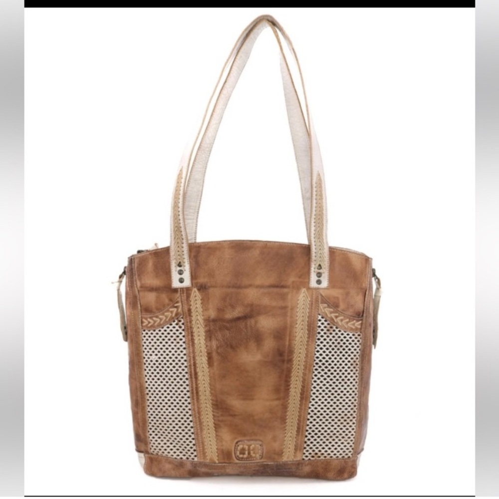 Bed Stu Tan and Cream Shoulder Bag USED READ!! Stain on inside